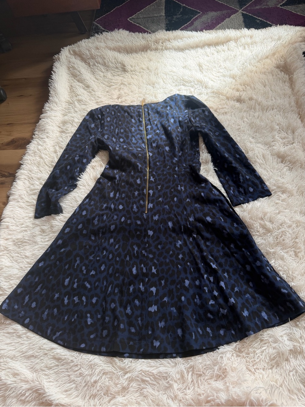 kate spade Navy and Black Leopard Print Midi Dress - Picture 5 of 11